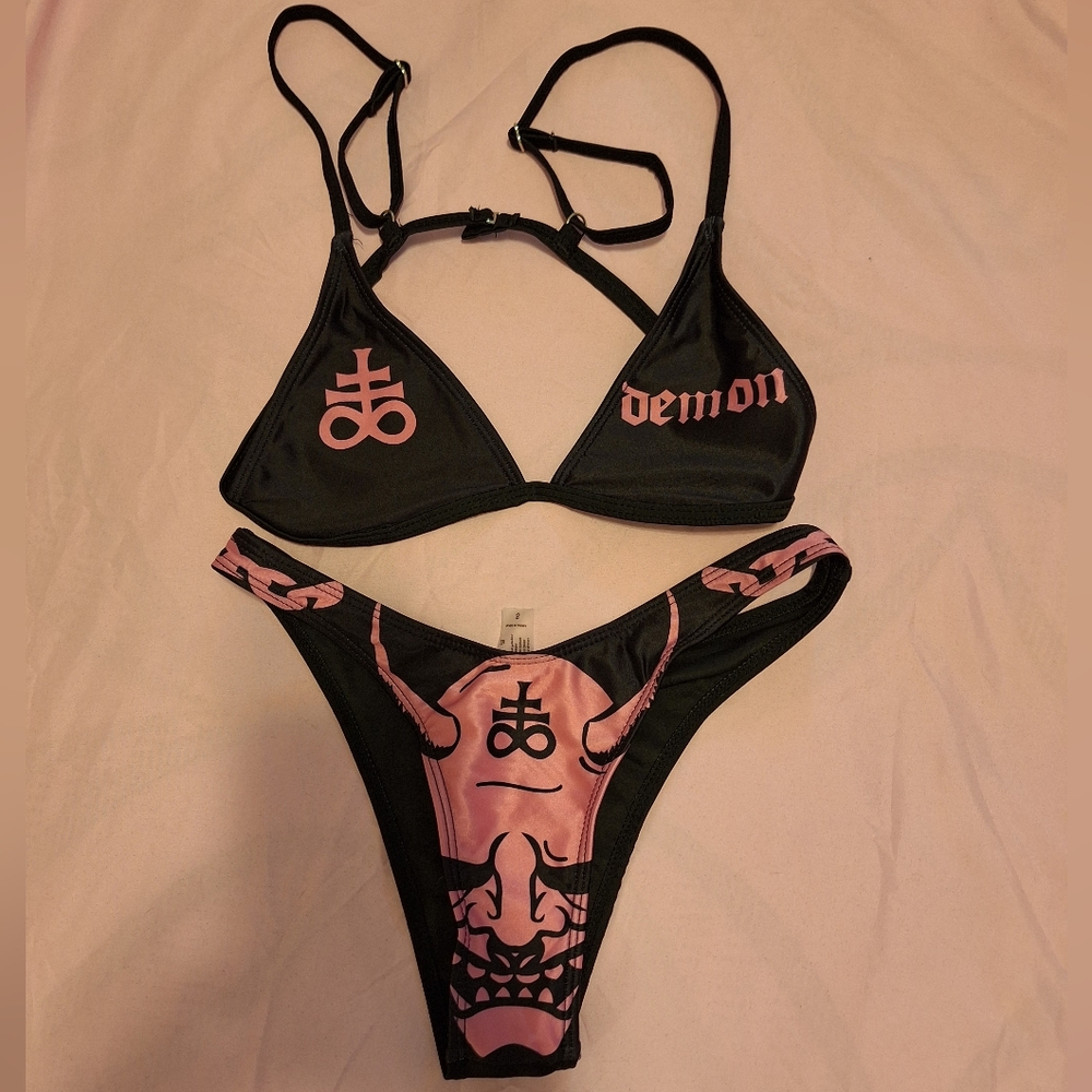Goth Shop Demon Time Pink Two-piece Swimsuit